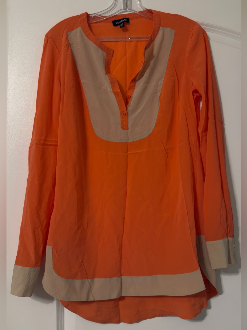 BEBE Contrast-Trim Long Sleeve Tunic